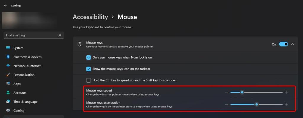テンキーを使用して移動するときにカーソル速度を変更する